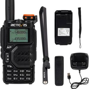 Retevis RA79 Ham Radio with Foldable Tactical Antenna, AM/FM, NOAA, VFO, USB-C, Emergency Alarm, Long Range Walkie Talkies for Trip