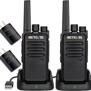Retevis RT68 Walkie Talkies Rechargeable,Portable FRS Two-Way Radios for Adults,Heavy Duty 2 Way Radios Long Range,USB Charging Base,License Free Walkie Talkie for Road Trip Gifts Camping (2 Pack)