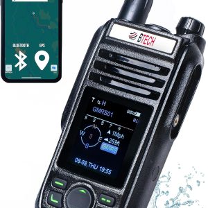 BTECH GMRS-PRO IP67 Submersible Radio with Texting & Location Sharing, GPS, Bluetooth Audio, Compass, NOAA Weather Alerts, Dual Band (VHF/UHF) Scanner, Long Range Two-Way GMRS Walkie Talkie