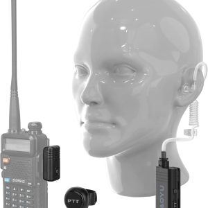 Wireless Headset with Clear Acoustic Tube Earpiece and 2 Pin Dongle,Walkie Talkie Headset with PTT Microphone for BaoFeng Kenwood Btech Radios & More(Not Compatible with Motorola/Midland)