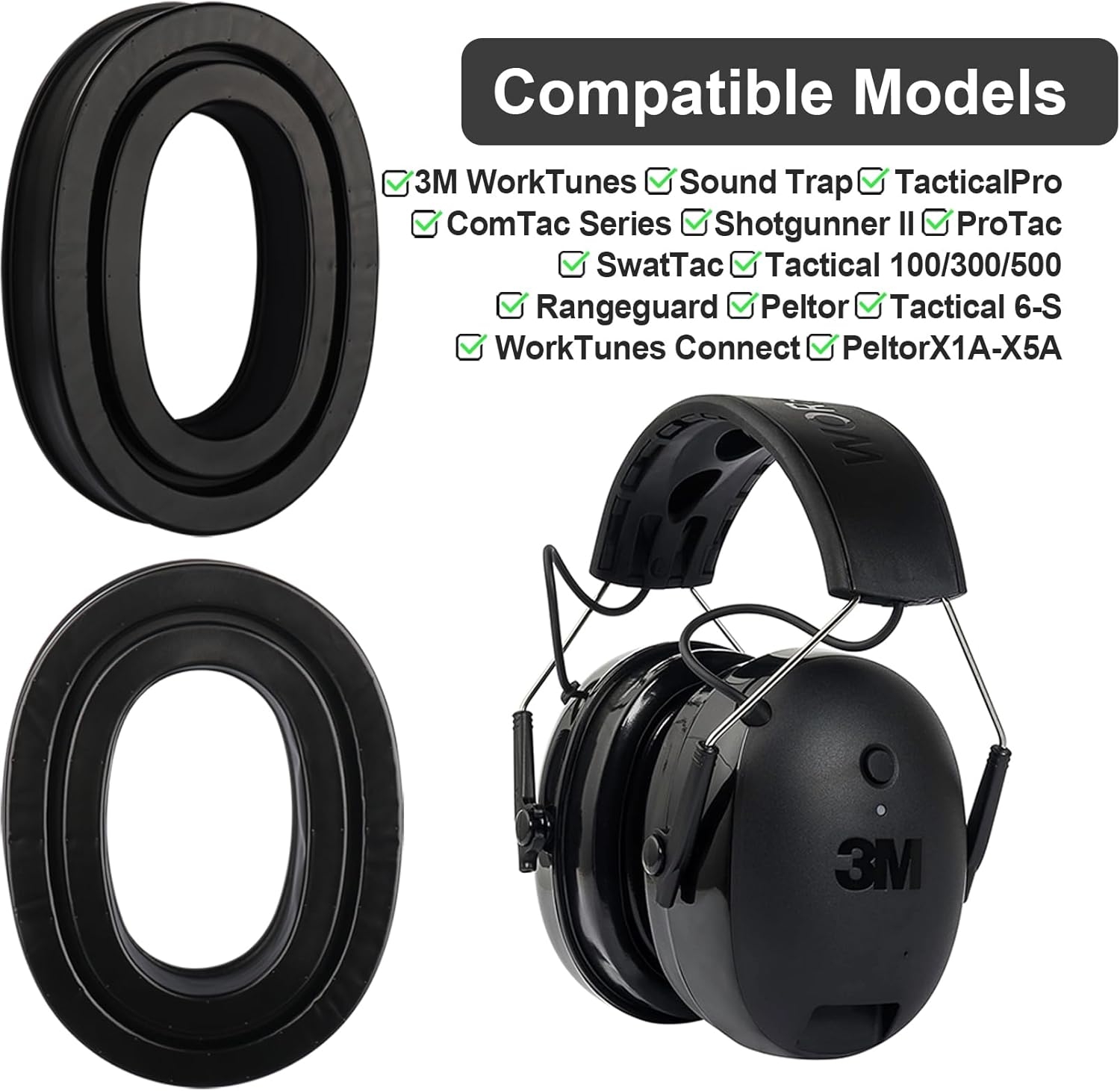 3M WorkTunes Ear Pads - Silicone Gel Instant chill Replacement Earpads Compatible with 3M WorkTunes Peltor Tactical 100/300/500 Ear Cushion Rangeguard 3M Peltor Shotgunner II Pro Tac Com Tac Earmuffs - Image 4