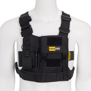 Radio Chest Harness Vest - Adjustable Utility Organizer with Silent Buckle Closure - Full-Size Ham Radio Pouch with Secure Fit - Work Gear with D-Ring, Reflective Safety Stripes, Hook & Loop Patch