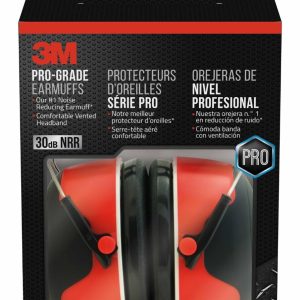 3M Pro-Grade Earmuff, Noise Reduction Rating (NRR) 30 dB, Lightweight & Adjustable Ear Muffs, Reduce Pressure Points For All-Day Comfort, Steel Wire Headband With Rubber Overmold Design (90565-4DC-PS)