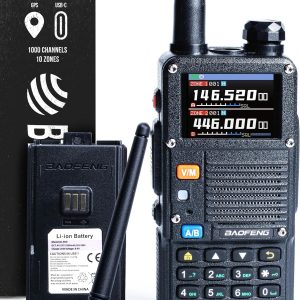 BAOFENG BF-F8HP PRO (UV-5R 7th Gen) 8W Tri Band Two-Way Radio - VHF/1.25M/UHF, IP54, 1000 Channels, GPS, Aviation Band Scanner, NOAA Weather Mode, USB-C Rechargeable Battery