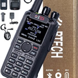 BTECH DMR-6X2 PRO DMR & Analog Two-Way Radio (Bluetooth + GPS) USB-C Battery – 7W VHF/UHF (136-174MHz & 400-480MHz), Encryption, Talker Alias, APRS, Roaming, Voice Recording, with Accessory Kit