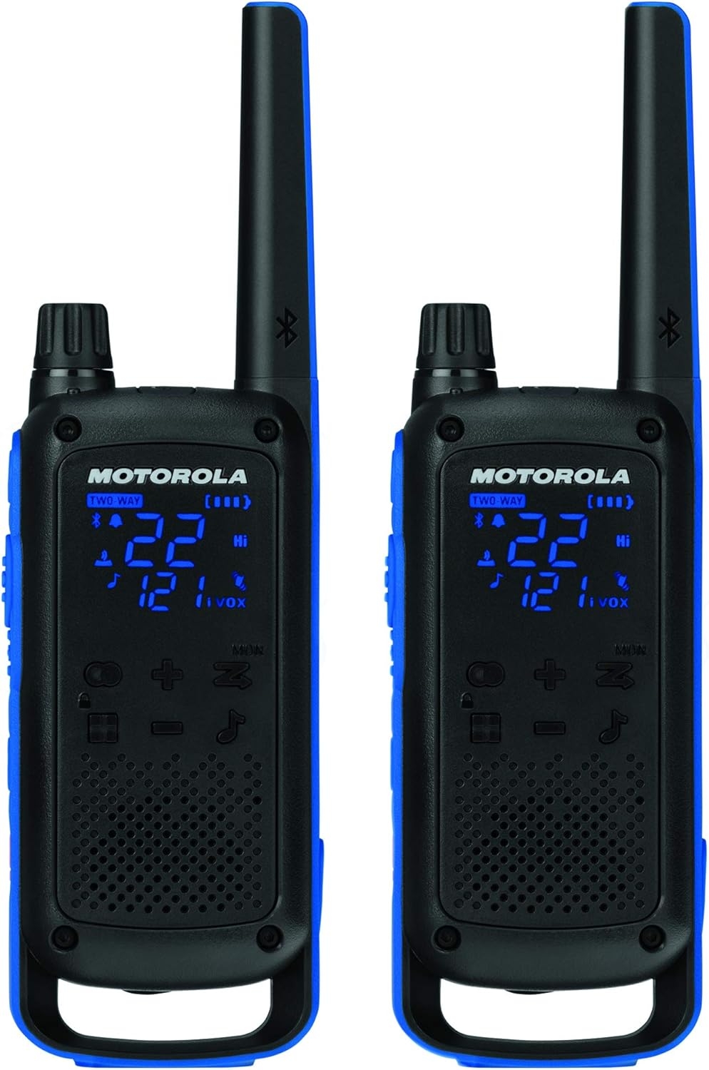 Motorola Solutions, Portable FRS, T802, Talkabout, Two-Way Radios Walkie Talkie Emergency Preparedness, Rechargable, 22 Channel, 35 Mile, Black W/Blue, 2 Pack - Image 8