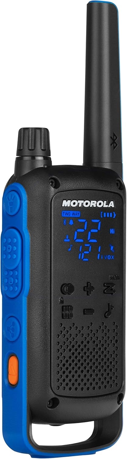 Motorola Solutions, Portable FRS, T802, Talkabout, Two-Way Radios Walkie Talkie Emergency Preparedness, Rechargable, 22 Channel, 35 Mile, Black W/Blue, 2 Pack - Image 9