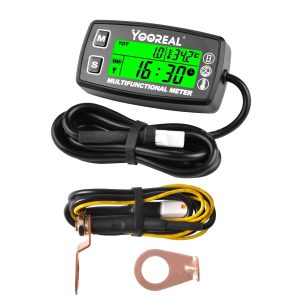 Yooreal Digital Tach Hour Meter,Small Engine Temperature Gauge,Backlit Tachometers,Waterproof for Scooter Mini Bike Motorcycle Lawn Tractor Generator Dump Truck