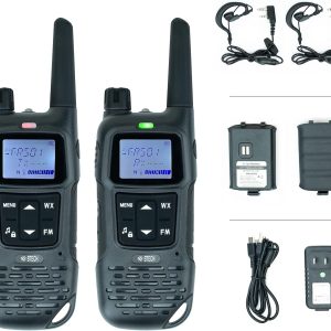 BTECH FRS-A1 (Black) 2 Pack FRS Walkie Talkies, USB-C, NOAA, FM, Flashlight