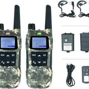 BTECH FRS-A1 (CAMO) 2 Pack FRS Walkie Talkies, USB-C, NOAA, FM, Flashlight